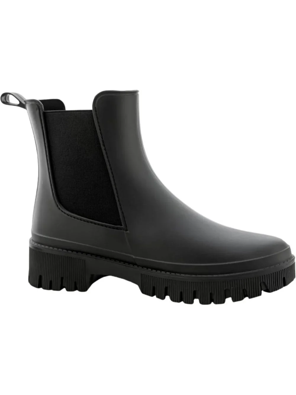Women's Black Rubber Short Chelsea Waterproof Rain Boots For Ladies